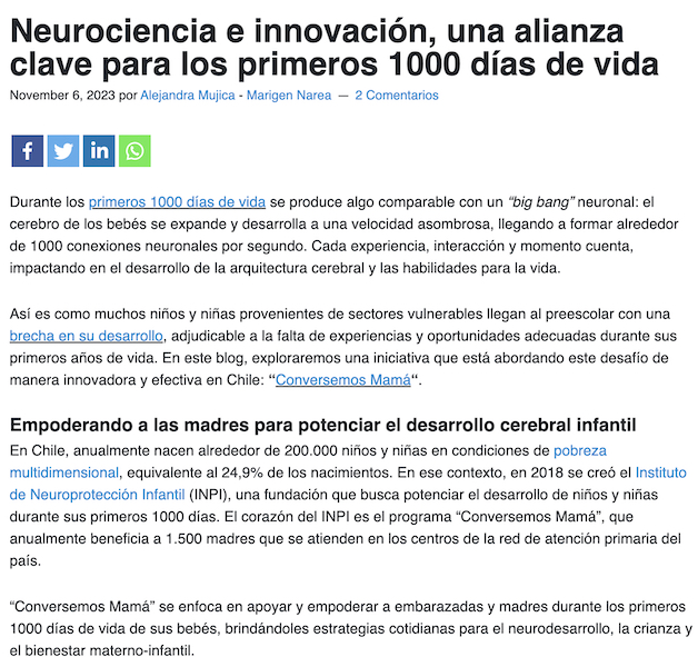 Neurociencia e innovación, una alianza clave para los primeros 1000 días de vida